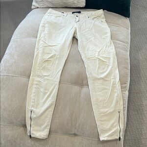 Lucky Brand Women’s corduroy Light Cream Chinos with Zipper Accents